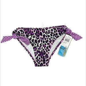 In Mocean purple leopard print swim bikini bottom size small
